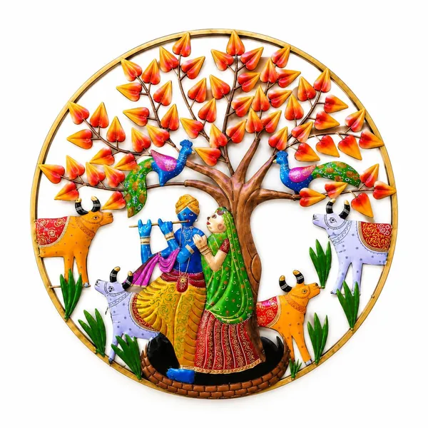 Ind_Decor_Rk_With_Cow_Metal_Wall_Art_Radha_Krishna_Cow_Tree_Design_Wall_Hanging_Handmade_Iron_Sculpture_Religious_Home_Decor_For_Living_Room_Bedroom_Temple_Office_Multicolor_Artwork_32_X_2_X_32_Inch_W357