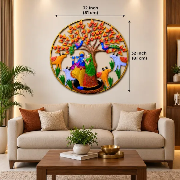 Ind_Decor_Rk_With_Cow_Metal_Wall_Art_Radha_Krishna_Cow_Tree_Design_Wall_Hanging_Handmade_Iron_Sculpture_Religious_Home_Decor_For_Living_Room_Bedroom_Temple_Office_Multicolor_Artwork_32_X_2_X_32_Inch_W357