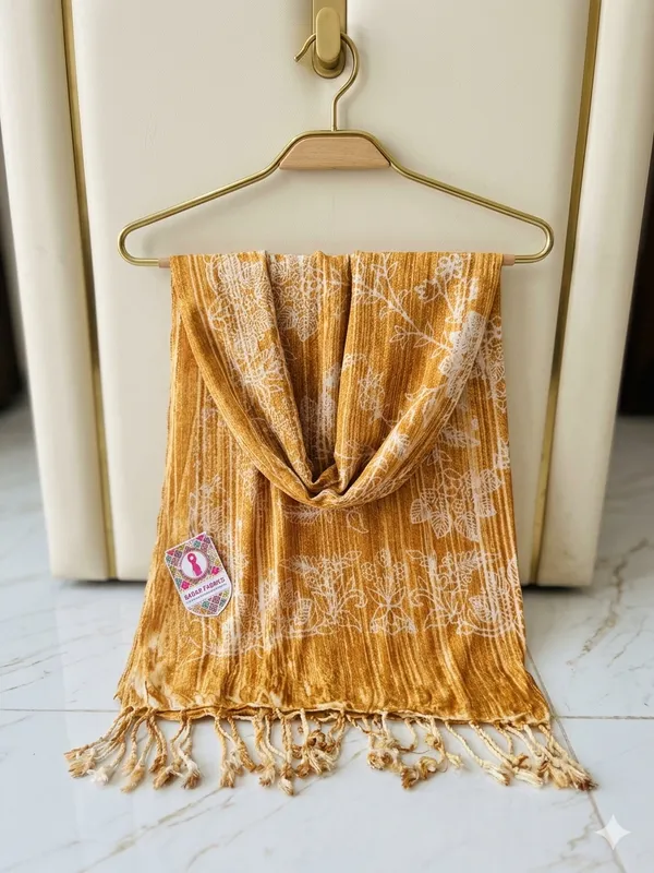 Mustard_Textured_Floral_Print_Dupatta