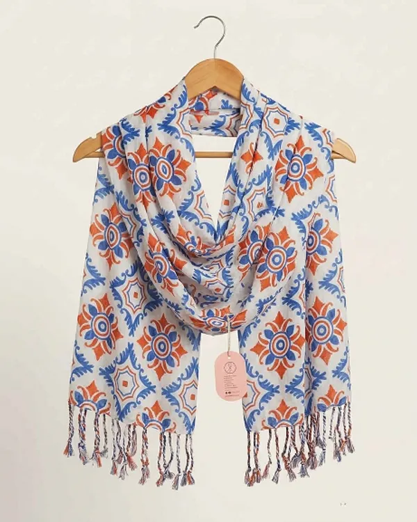 White_Printed_Tassel_Dupatta