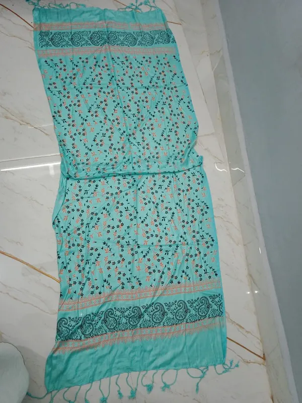 Turquoise_Floral_Print_Dupatta