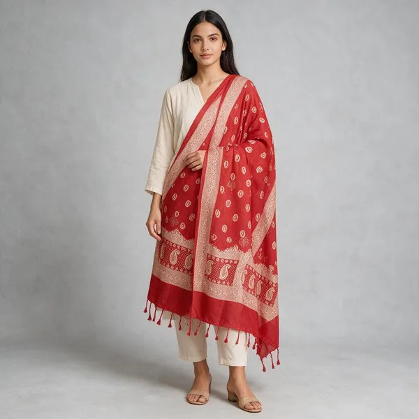 Red_Rayon_Dupatta_For_Women