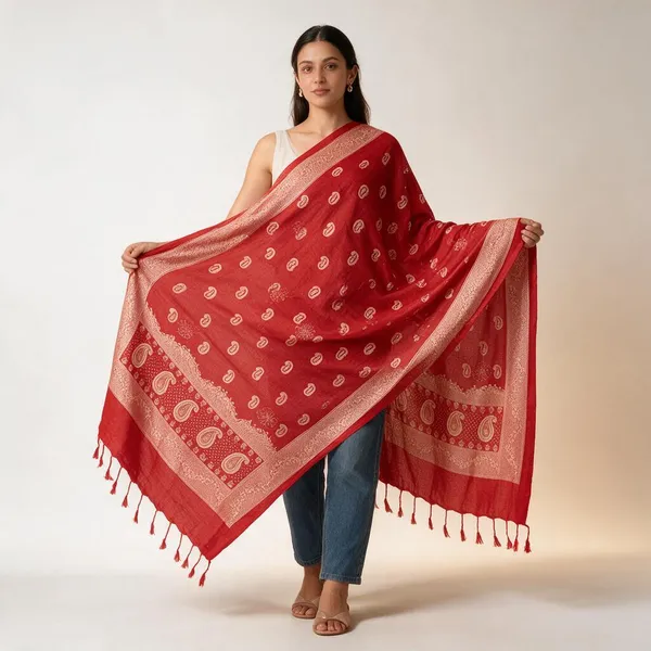 Red_Rayon_Dupatta_For_Women