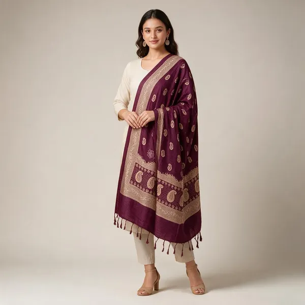 Maroon_Rayon_Dupatta_For_Women