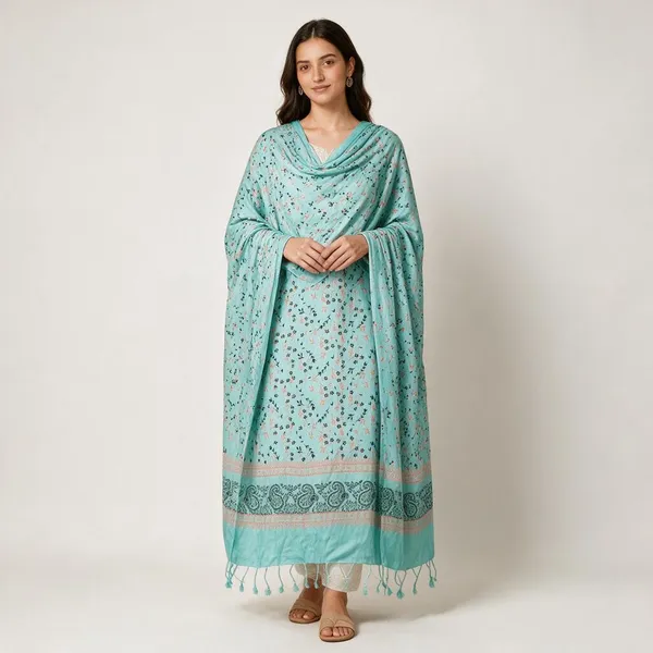 Turquoise_Rayon_Dupatta_For_Women