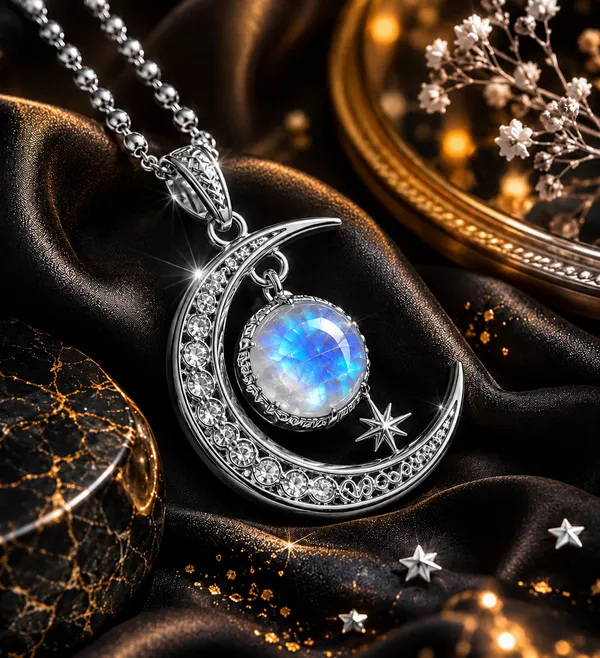 Silver_Brass_Lunar_Crescent_Moonstone_Necklace_For_Women