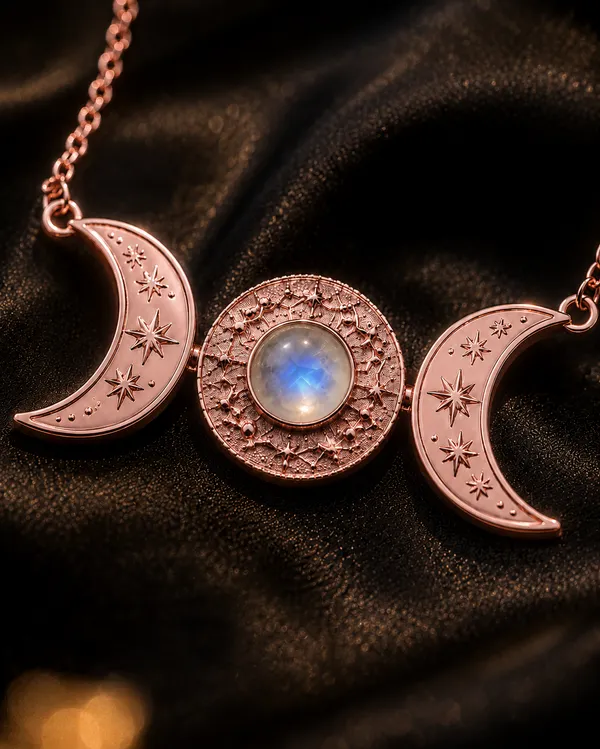 Rose_Gold_Brass_Triple_Moon_Moonstone_Necklace_For_Women