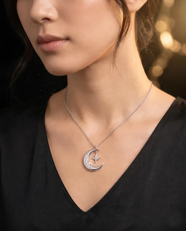Silver_925_Sterling_Silver_Crescent_Moon_North_Star_Necklace_For_Women