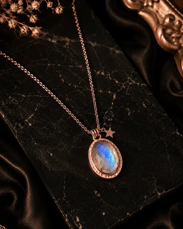 Rose_Gold_925_Sterling_Silver_Oval_Moonstone_Star_Charm_Necklace_For_Women