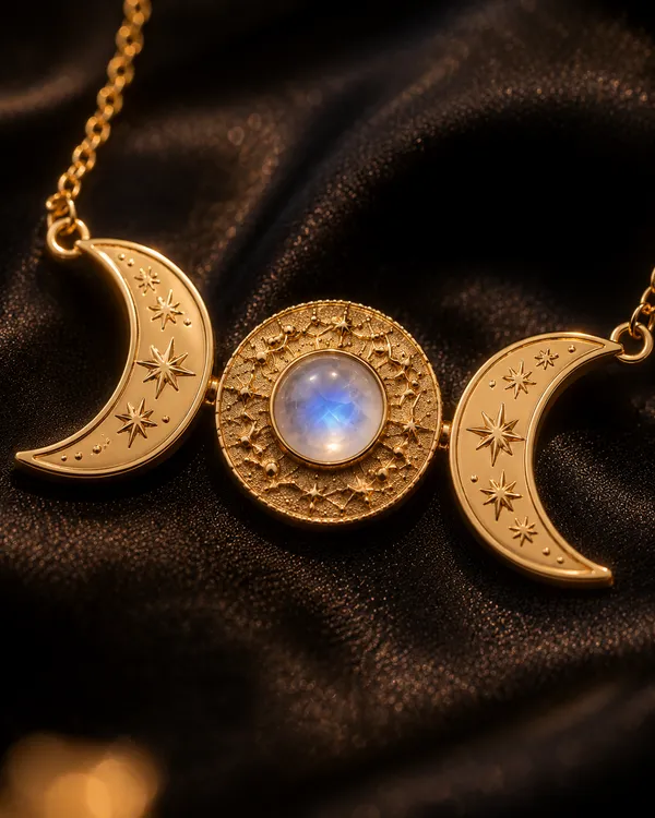 Gold_Brass_Triple_Moon_Moonstone_Necklace_For_Women