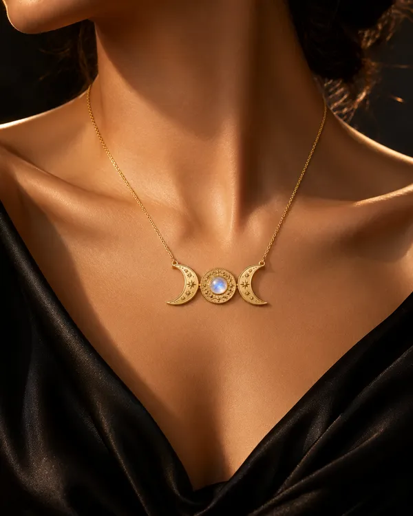Gold_Brass_Triple_Moon_Moonstone_Necklace_For_Women