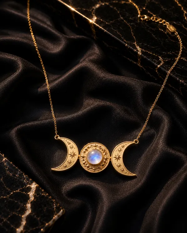 Gold_Brass_Triple_Moon_Moonstone_Necklace_For_Women