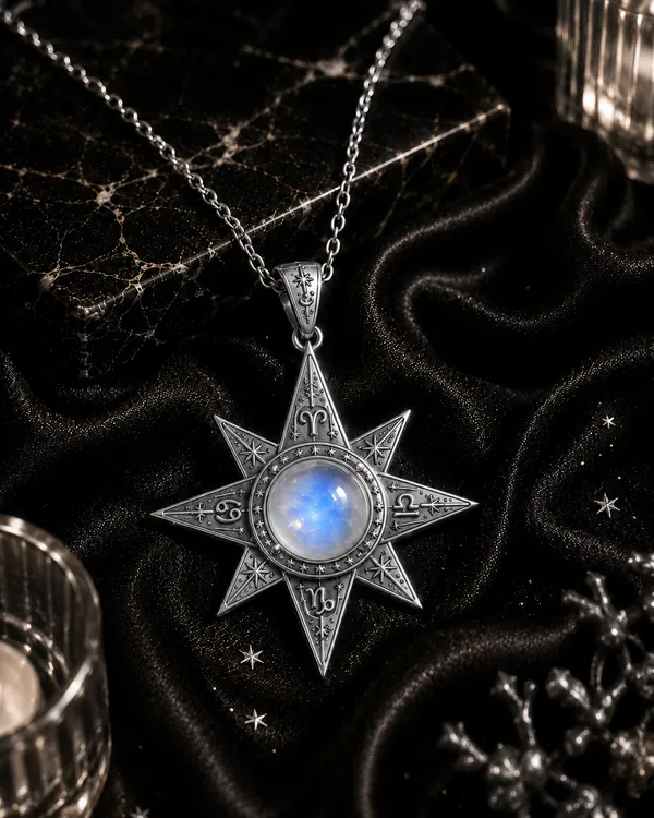 Silver_925_Sterling_Silver_North_Star_Moonstone_Necklace_For_Women