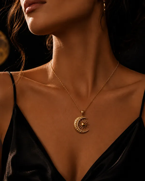 Gold_Brass_Celestial_Sun_Disc_Necklace_For_Women
