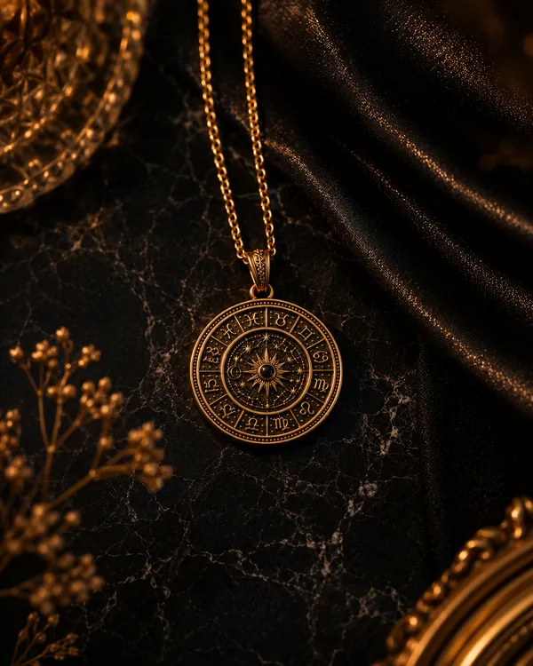 Gold_Brass_Zodiac_Wheel_Sun_Necklace_For_Women