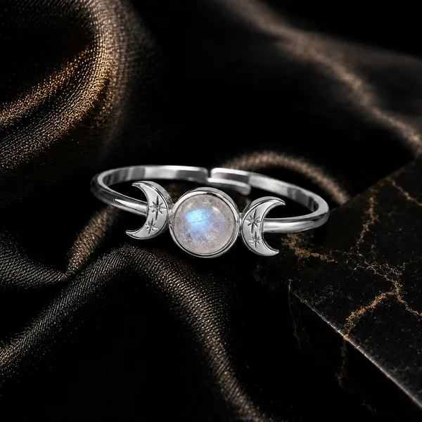 Silver_Brass_Triple_Moon_Moonstone_Ring_For_Women
