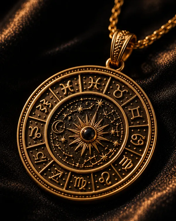 Gold_Brass_Zodiac_Wheel_Sun_Necklace_For_Women