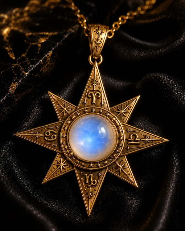 Gold_Brass_North_Star_Moonstone_Necklace_For_Women