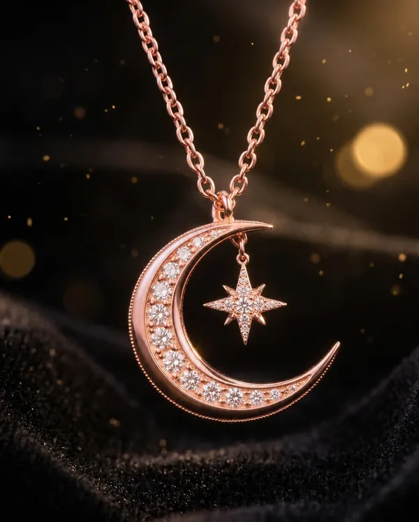 Rose_Gold_Brass_Crescent_Moon_North_Star_Necklace_For_Women