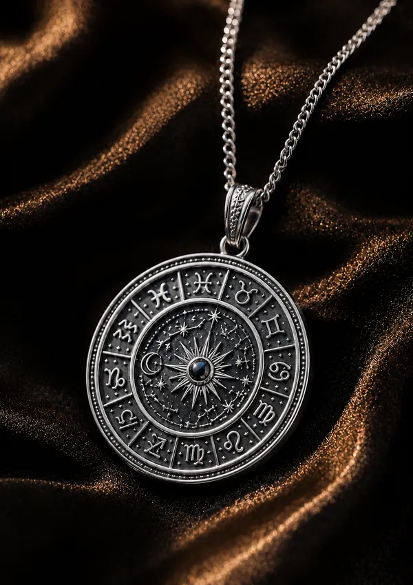 Silver_Brass_Zodiac_Wheel_Sun_Necklace_For_Women