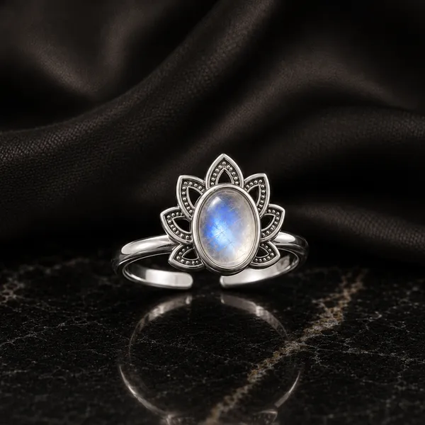 Silver_Brass_Lotus_Halo_Moonstone_Ring_For_Women