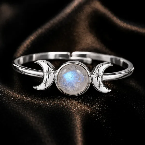 Silver_Brass_Triple_Moon_Moonstone_Ring_For_Women