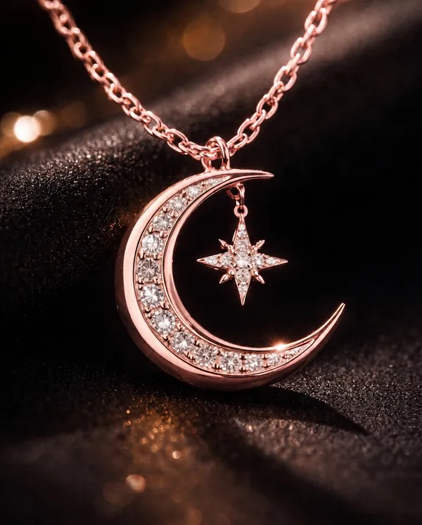 Rose_Gold_Brass_Crescent_Moon_North_Star_Necklace_For_Women