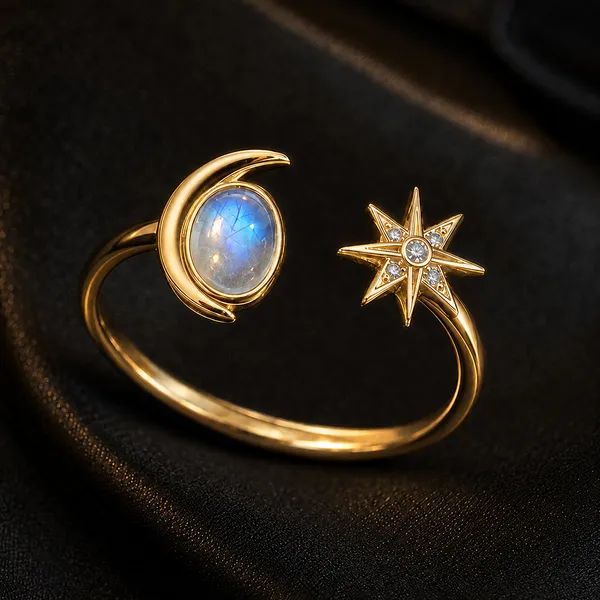 Gold_Brass_North_Star_Crescent_Moonstone_Ring_For_Women