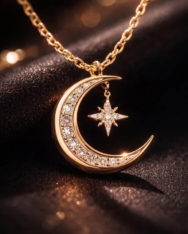 Gold_925_Sterling_Silver_Crescent_Moon_North_Star_Necklace_For_Women