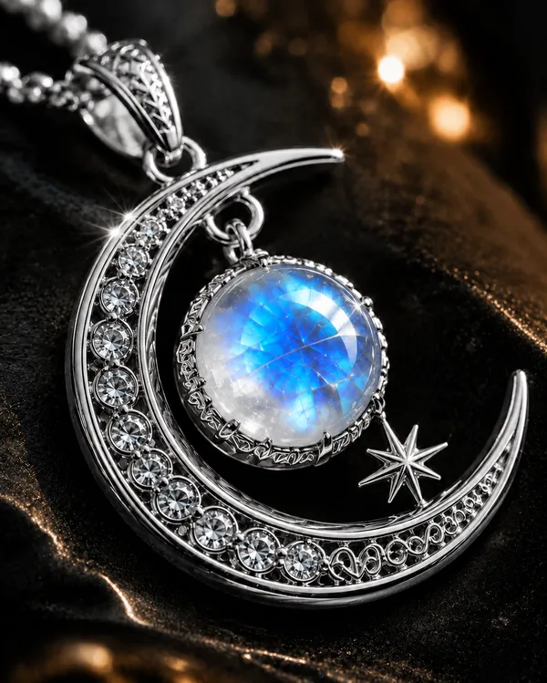 Silver_Brass_Lunar_Crescent_Moonstone_Necklace_For_Women