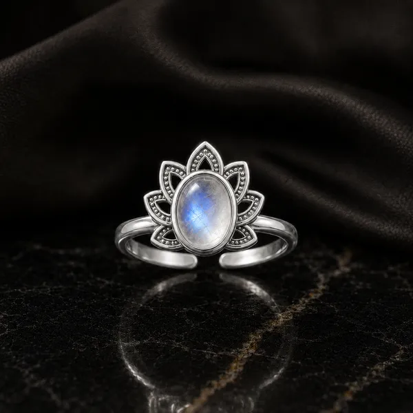 Silver_Brass_Lotus_Halo_Moonstone_Ring_For_Women