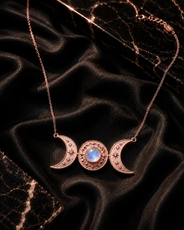 Rose_Gold_Brass_Triple_Moon_Moonstone_Necklace_For_Women