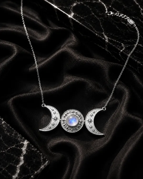 Silver_Brass_Triple_Moon_Moonstone_Necklace_For_Women