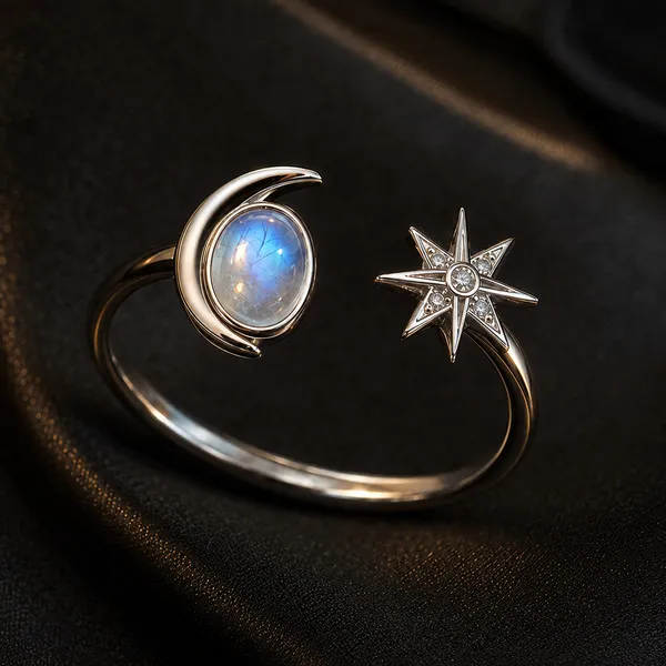 Silver_Sterling_Silver_North_Star_Crescent_Moonstone_Ring_For_Women