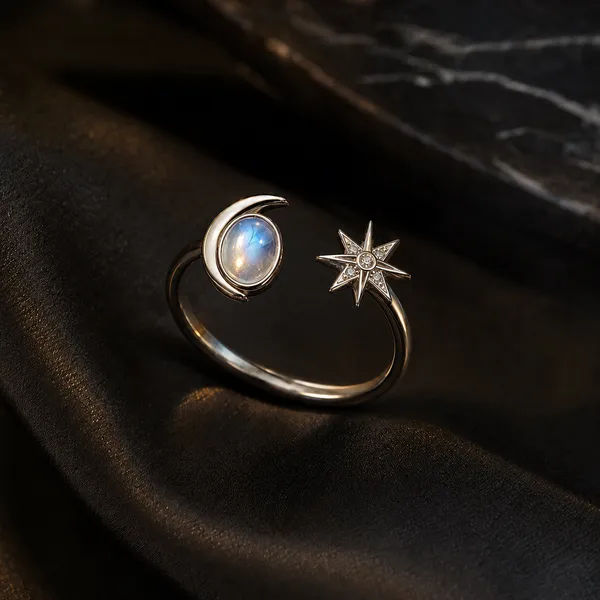 Silver_Sterling_Silver_North_Star_Crescent_Moonstone_Ring_For_Women