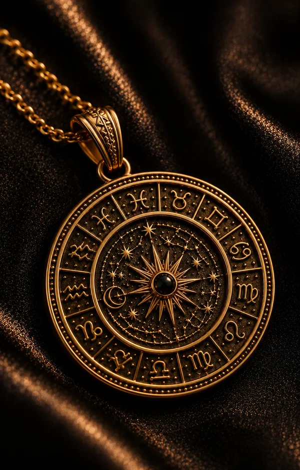 Gold_Brass_Zodiac_Wheel_Sun_Necklace_For_Women