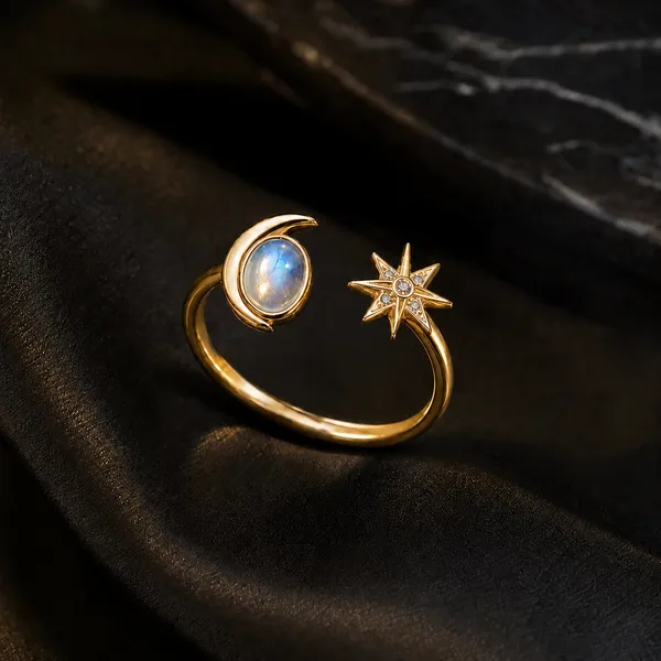 Gold_Brass_North_Star_Crescent_Moonstone_Ring_For_Women