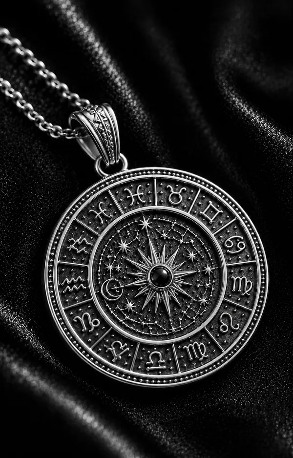 Silver_Brass_Zodiac_Wheel_Sun_Necklace_For_Women