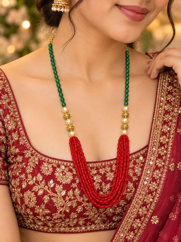 Corals_with_Green_staberry_beads_Necklaces