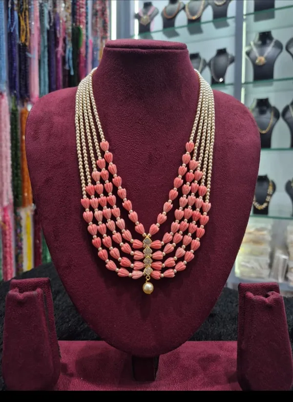 Tulip_flower_beads_with_swaroski_beads_with_polki_locket_and_earring