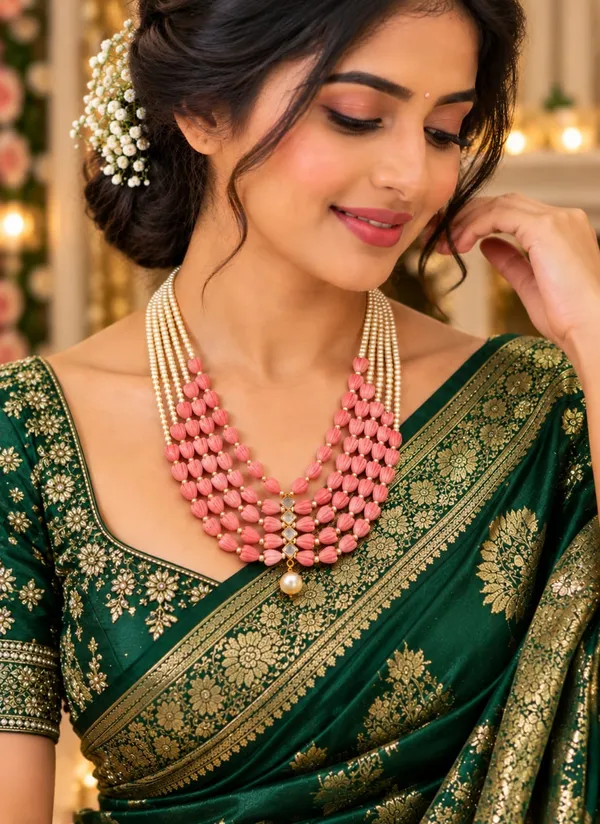 Tulip_flower_beads_with_swaroski_beads_with_polki_locket_and_earring