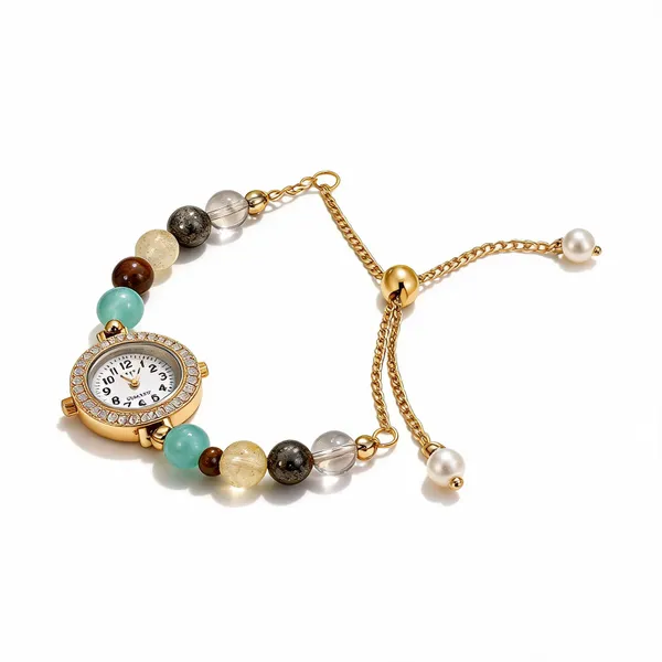 Gold_Tone_Beaded_Bracelet_With_Watch