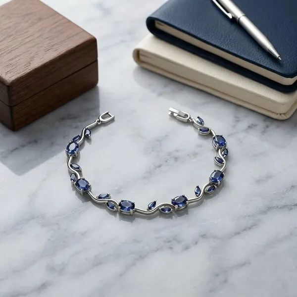 Silver_Tone_Blue_Stone_Bracelet_for_Women