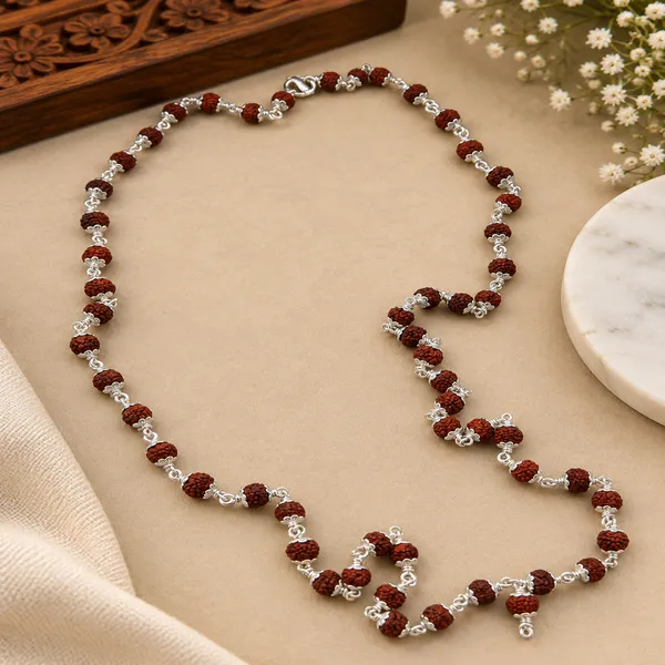 925_Silver_24_Inch_Rudraksha_Mala_for_Men_|_Stylish_Spiritual_Bead_Necklace