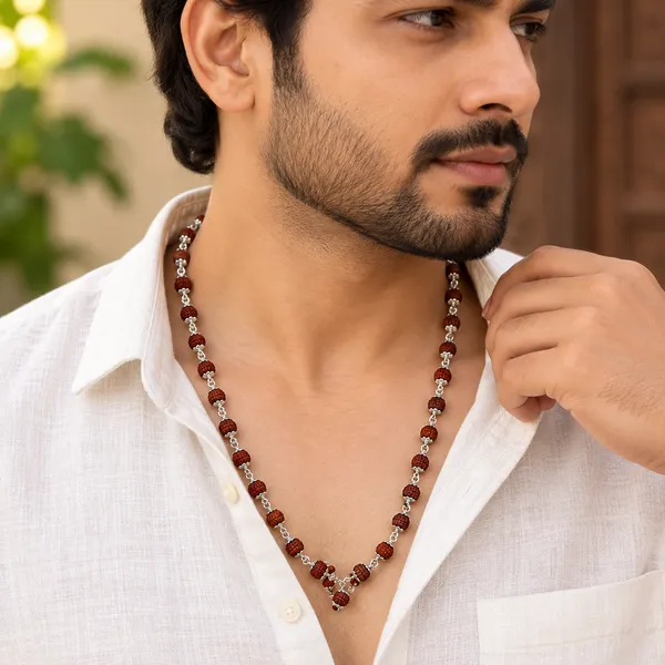 925_Silver_24_Inch_Rudraksha_Mala_for_Men_|_Stylish_Spiritual_Bead_Necklace