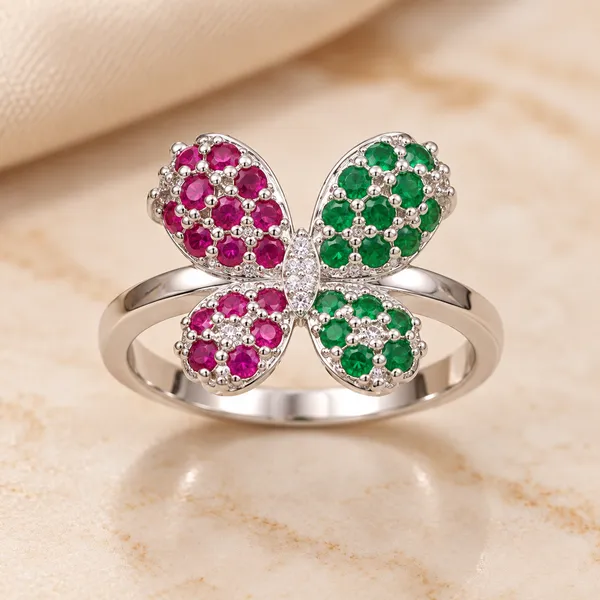 925_Silver_Butterfly_Ring_for_Women_–_Pink_&_Green_Stone_Elegant_Design