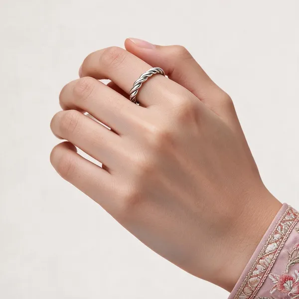 Silver_Tone_Twisted_Textured_Ring_For_Women