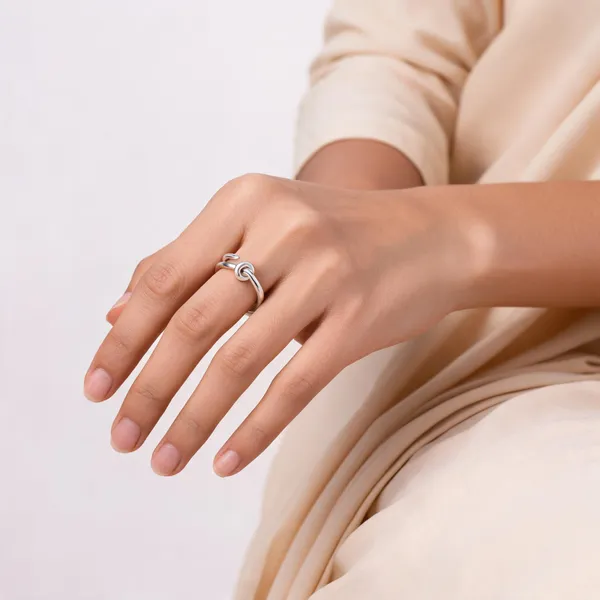 Silver_Tone_Knot_Detail_Open_Cuff_Ring_For_Women