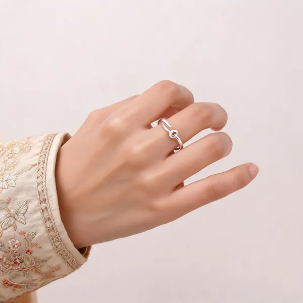 Silver_Tone_Knot_Detail_Open_Cuff_Ring_For_Women