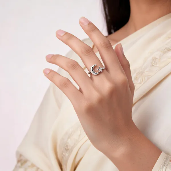 Silver_Tone_Crescent_Moon_Star_Ring_For_Women